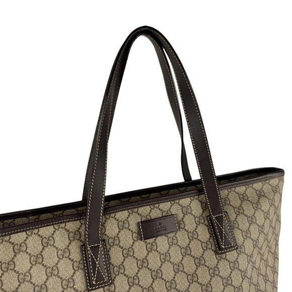 Auth GUCCI GG Supreme Handbag Tote Bag Brown PVC - Picture 5 of 16